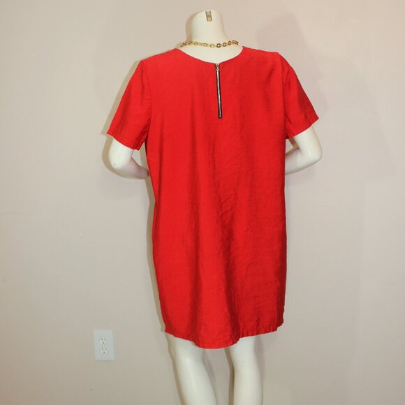 AMS Pure Collection red back zip short sleeve 2 pockets Made in Spain size 12 - Picture 4 of 8